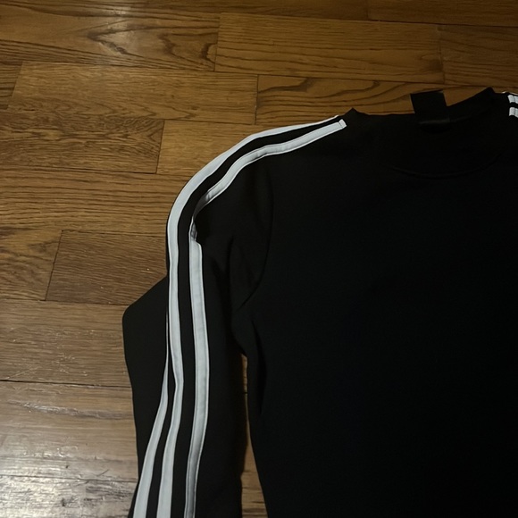 Adidas Sweatshirt Men S Tag M Black Pullover Crew Neck Solid Spellout Logo - Picture 3 of 8